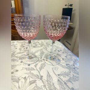 Elegant Pink hobnob Goblet Set of 2 Vintage